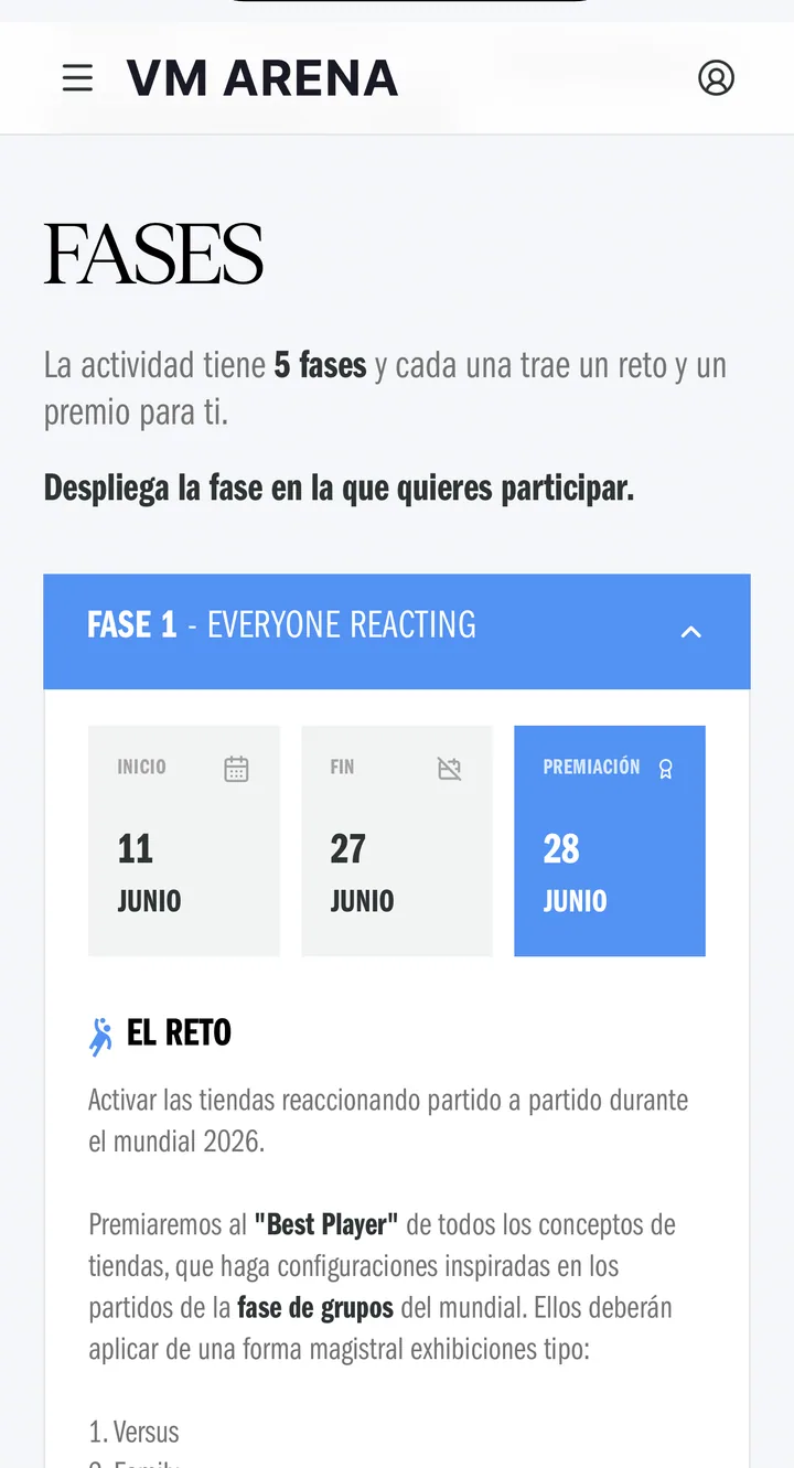 Fases del concurso VM Arena